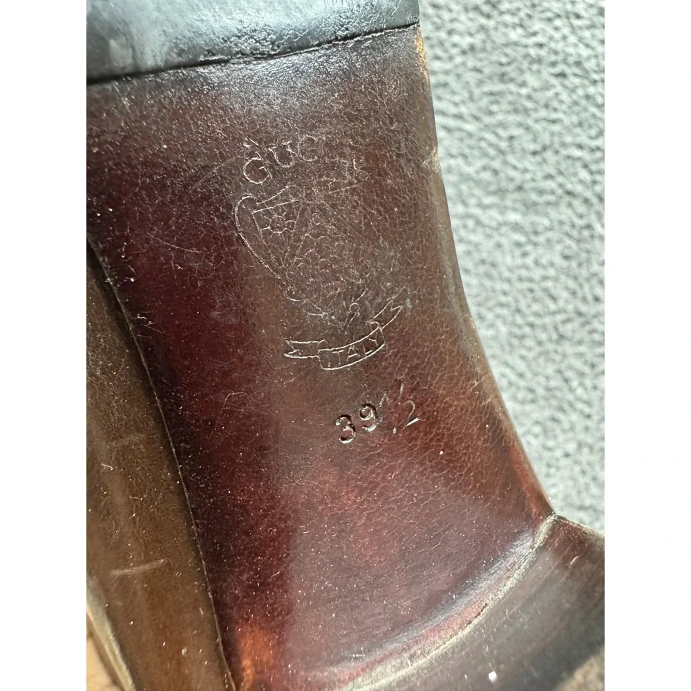 Vintage 80's Gucci Leather Equestrian Knee-High Riding Boots Brown Women 39.5 EU